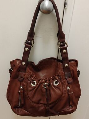 B Makowsky Brown Leather Tote Bag